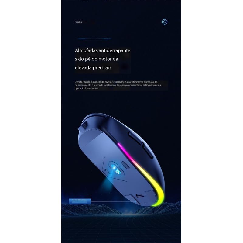 Mouse Com Luz De Fundo De Modo Duplo Bluetooth Sem Fio 2.4g - Imagem 8