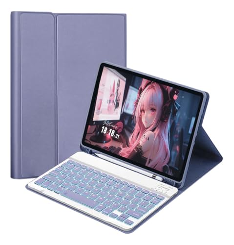 Capa para tablet para iPad de 10,2 polegadas de 8ª, 7ª e 9ª geração com teclado magnético sem fio, fina, leve e à prova de quedas (amarelo limão, Estilo comum) - Imagem 48