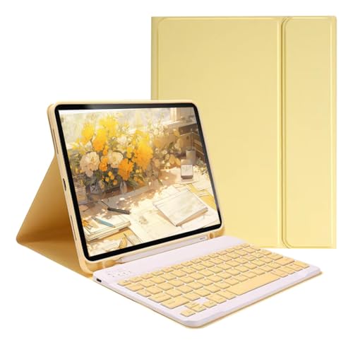 Capa para tablet para iPad de 10,2 polegadas de 8ª, 7ª e 9ª geração com teclado magnético sem fio, fina, leve e à prova de quedas (amarelo limão, Estilo comum) - Imagem 46