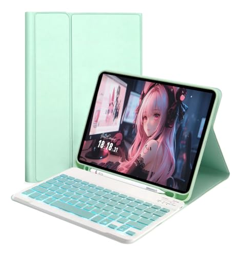 Capa para tablet para iPad de 10,2 polegadas de 8ª, 7ª e 9ª geração com teclado magnético sem fio, fina, leve e à prova de quedas (amarelo limão, Estilo comum) - Imagem 55