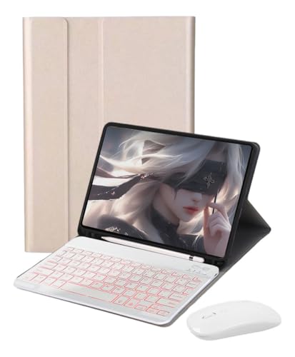 Capa Para Tablet, Capa + Mouse e Teclado Magnético Bluetooth Destacável Para Samsung S6 Lite 10.4 Pol (Verde Escuro, Teclado comum) - Imagem 44