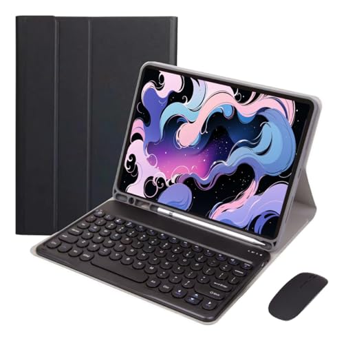 Capa Para Tab S7 Plus/s7fe/s8 Plus Com Redondo Teclado+mouse (Preto) - Imagem 25