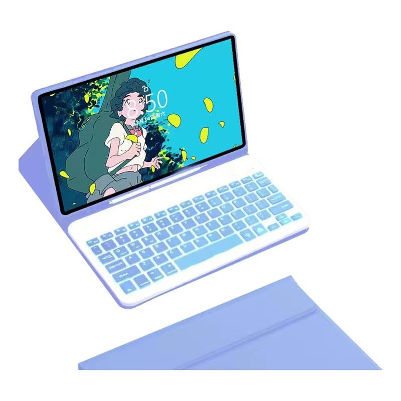 Adequado para iPad Air / Air2 9,7 polegadas tablet capa protetora com teclado, ultra-fino e anti queda (Cinzento Lavanda, Modelo normal) - Imagem 18
