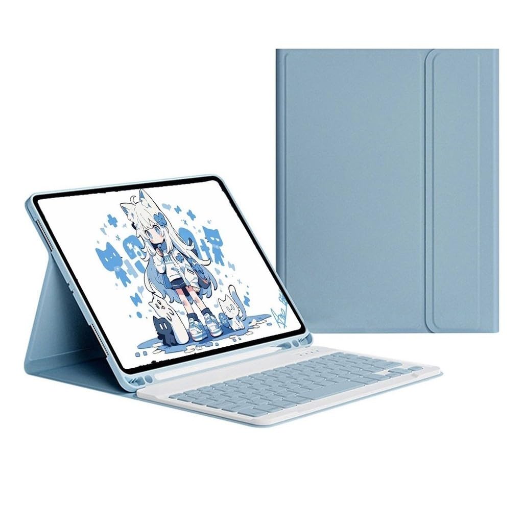 Capa para tablet para iPad de 10,2 polegadas de 8ª, 7ª e 9ª geração com teclado magnético sem fio, fina, leve e à prova de quedas (amarelo limão, Estilo comum) - Imagem 11