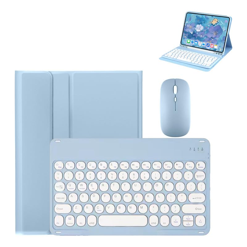 Kit Capa para iPad Air 4/5: Case para Tablet + Teclado com teclas redondas + Mouse - Imagem 10