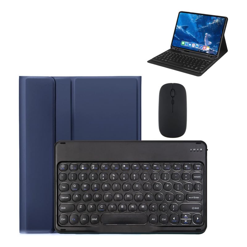 Kit Capa para iPad Air 4/5: Case para Tablet + Teclado com teclas redondas + Mouse