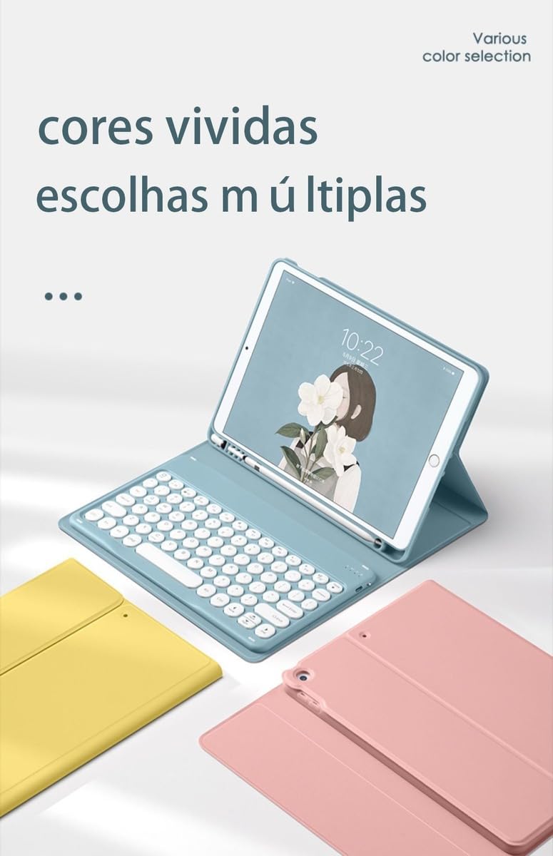 Capa Para Tablet, Capa + Mouse e Teclado Magnético Bluetooth Destacável Para IPad 6/5/air1/air2. - Imagem 8