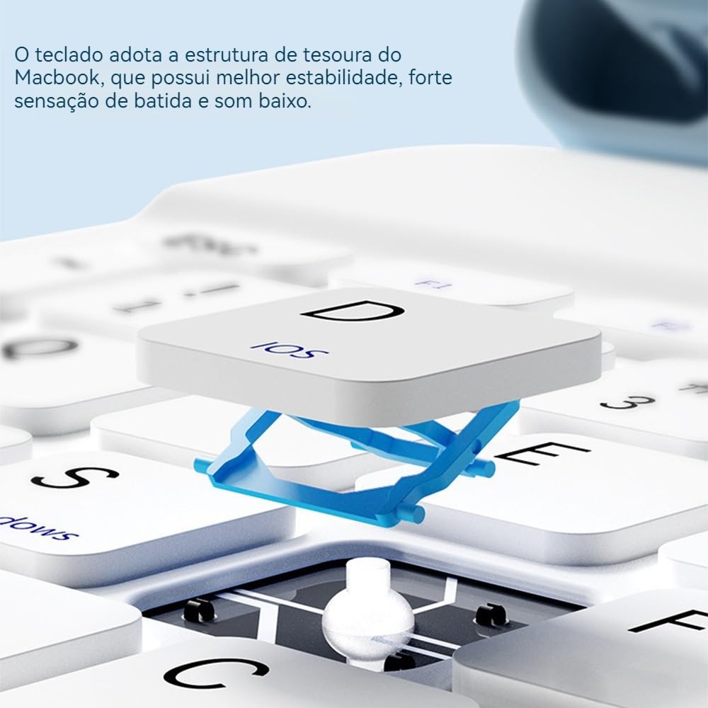 Bluetooth Teclado Para iPad Pro12.9 2018/2020 Com Capa+mouse (cinza lavanda) - Imagem 6