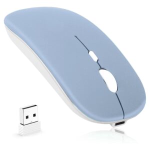 Rechargeable Wireless Mouse 1600-2400 DPI Slim Silent Click 2.4GHz Universal Connection Silent Wireless Mouse for Laptops and Desktops (Azul Enevoado)
