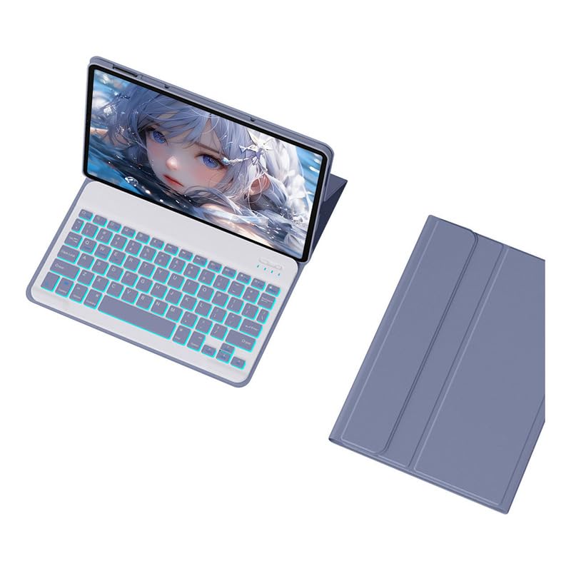 Adequado para iPad Air / Air2 9,7 polegadas tablet capa protetora com teclado, ultra-fino e anti queda (Cinzento Lavanda, Modelo normal) - Imagem 29