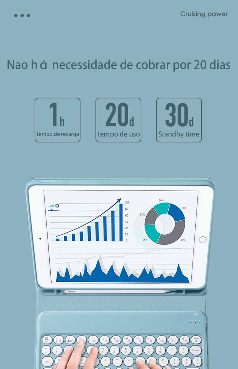 Capa Para Tablet, Capa + Mouse e Teclado Magnético Bluetooth Destacável Para IPad 6/5/air1/air2. - Imagem 6