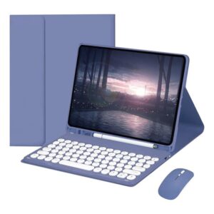 Kit Capa para iPad 6/5 Geração: Case para Tablet + Teclado com Teclas Redondas + Mouse
