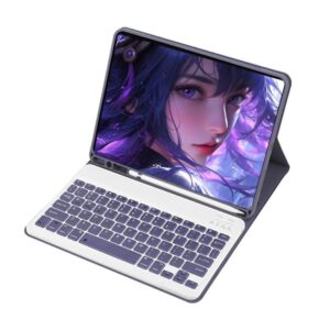 Capa protetora para tablet Tab S9 de 11 polegadas com teclado ultra fino e ágil (Cinzento Lavanda)