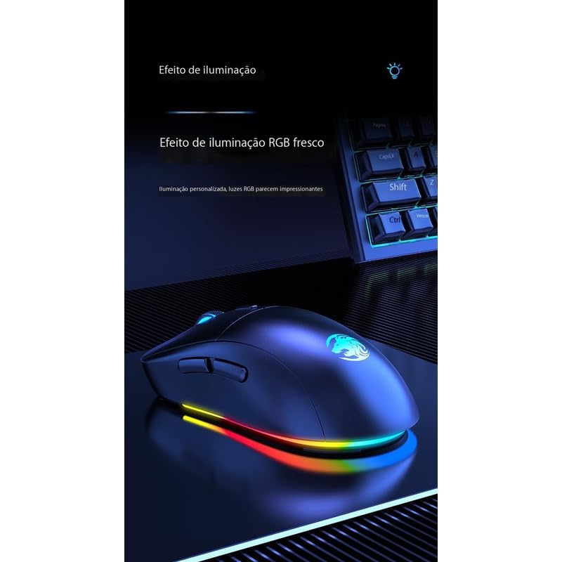 Mouse Com Luz De Fundo De Modo Duplo Bluetooth Sem Fio 2.4g - Imagem 6