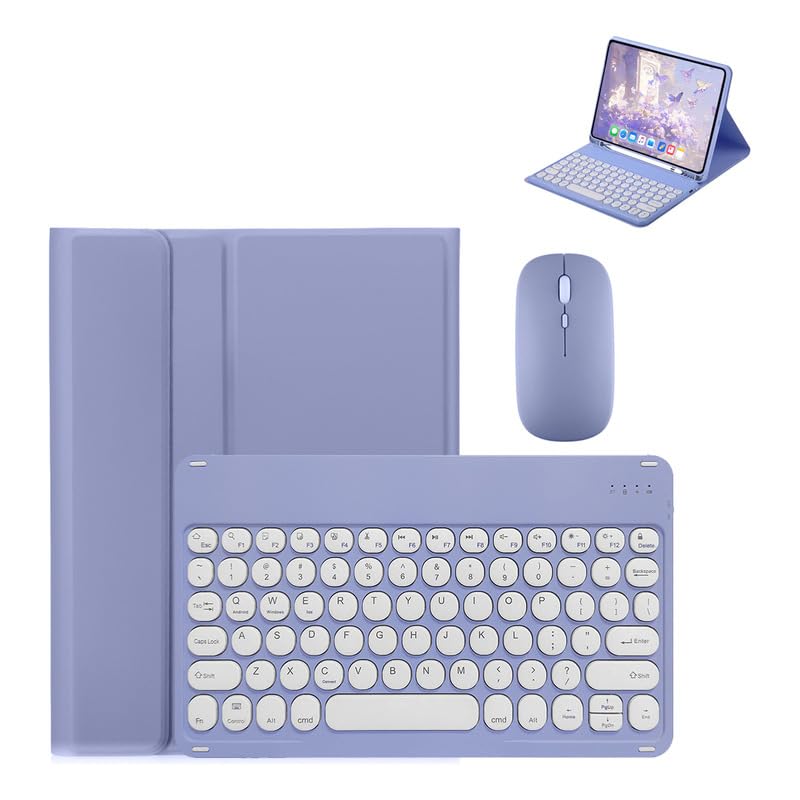 Kit Capa para iPad Air 4/5: Case para Tablet + Teclado com teclas redondas + Mouse - Imagem 12