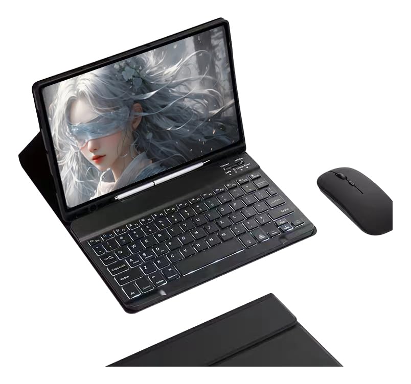 Capa Para Samsung Tab S8 Ultra 14.6 &bluetooth Teclado e Mouse (Preto, Teclado retroiluminado)