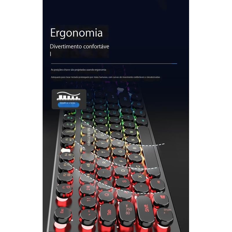 Kit Gamer Teclado Mecânico Com Fio + Mouse Para Jogos +fones De Ouvido - Imagem 3