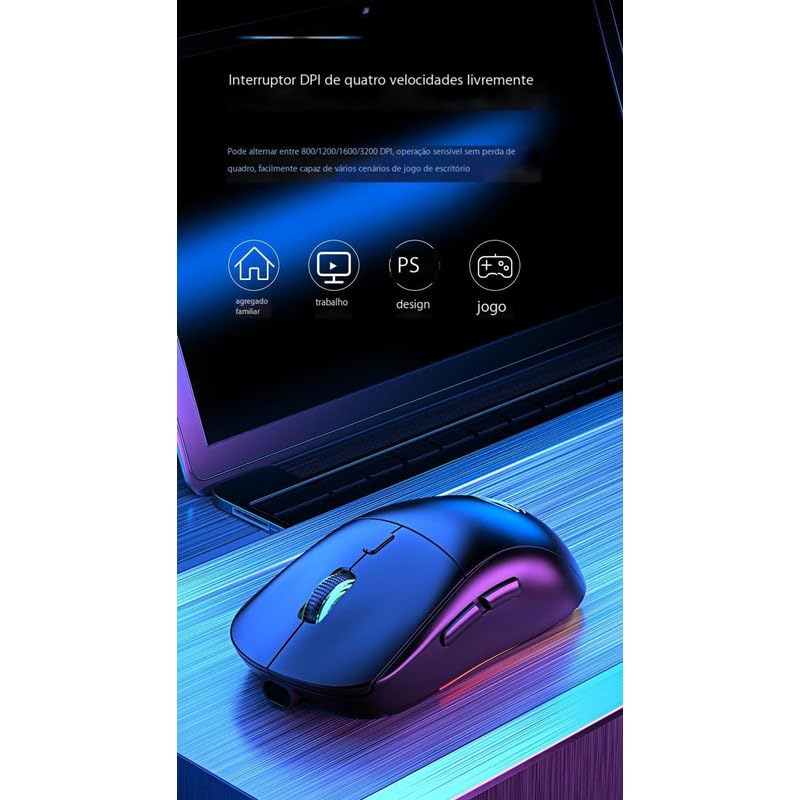 Mouse Com Luz De Fundo De Modo Duplo Bluetooth Sem Fio 2.4g - Imagem 5