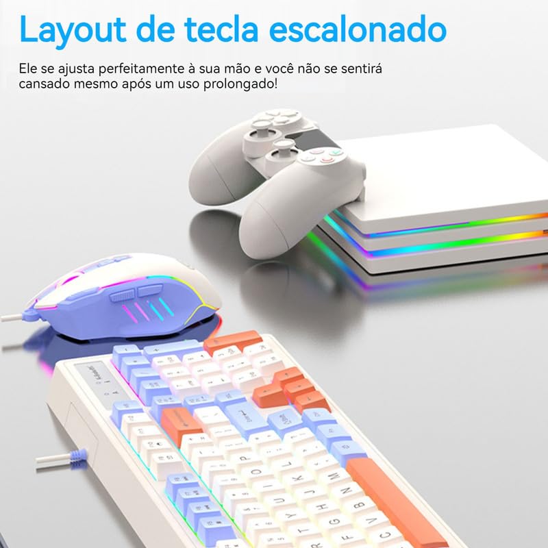 Teclado E Mouse Para Jogos Retroiluminados Coloridos Com Fio - Imagem 4