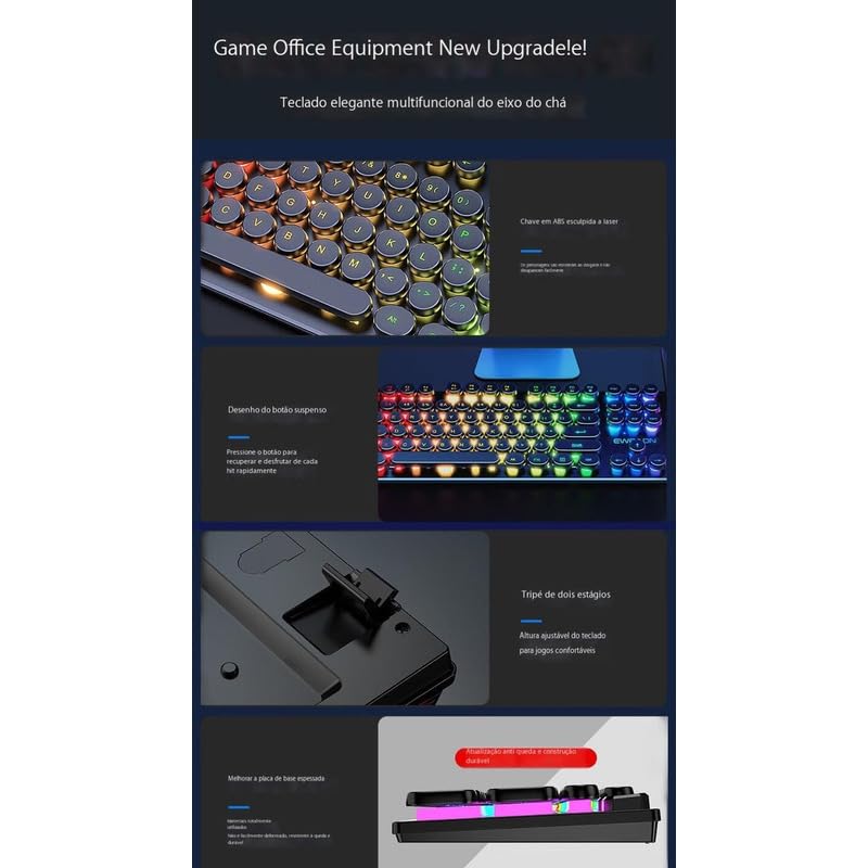 Kit Gamer Teclado Mecânico Com Fio + Mouse Para Jogos +fones De Ouvido - Imagem 6
