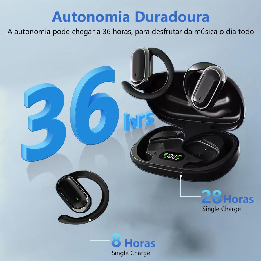 Fones de ouvido Bluetooth TWX compatíveis com Android e iOS Fones de ouvido Bluetooth leves sem fio com cancelamento de ruído preto/branco (Branco) - Imagem 6