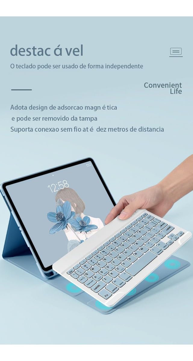 Capa Para Samsung Tab S8 Ultra 14.6 &bluetooth Teclado e Mouse (Preto, Teclado retroiluminado) - Imagem 4