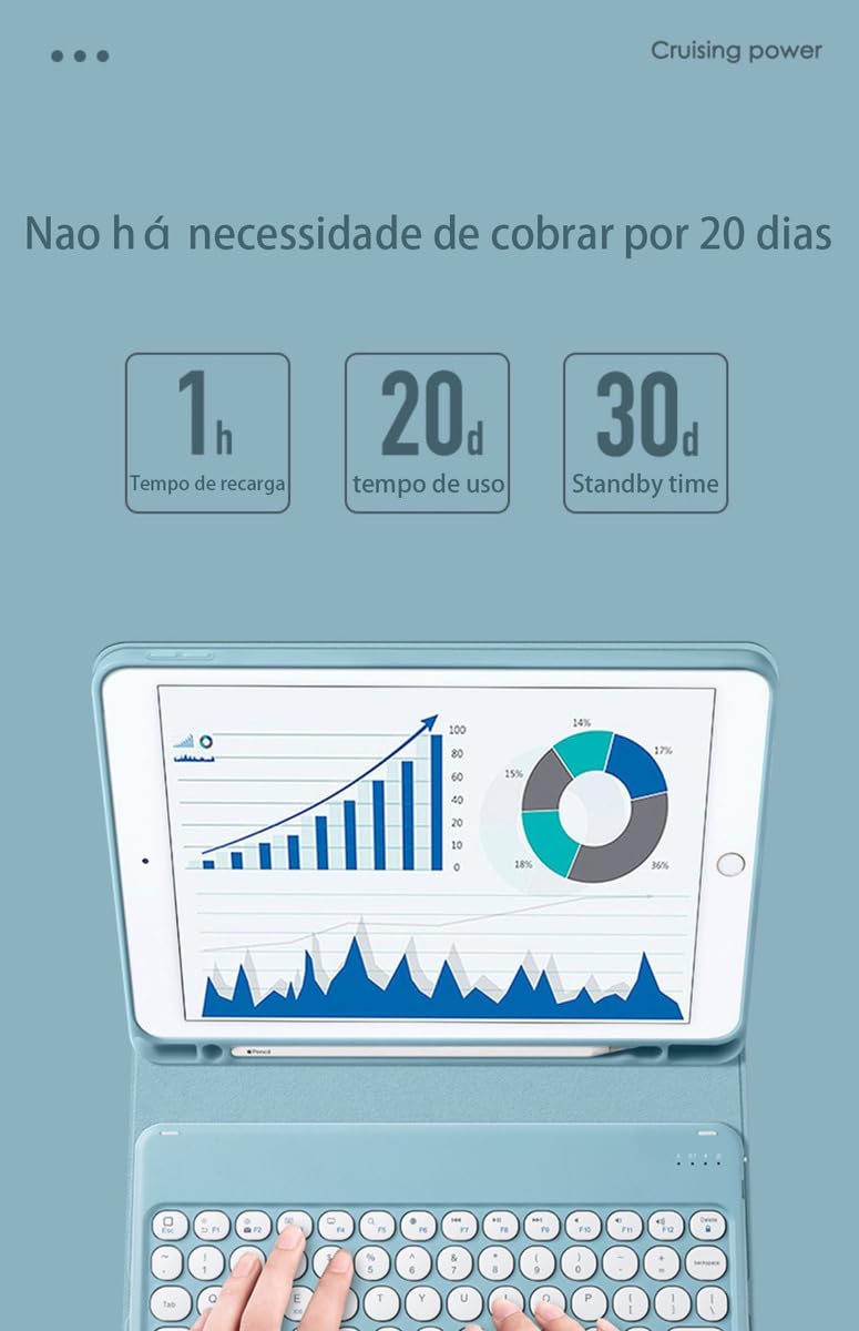 Capa Para Tablet, Capa + Mouse e Teclado Magnético Bluetooth Destacável Para Samsung Tab A8(10.5in). - Imagem 4