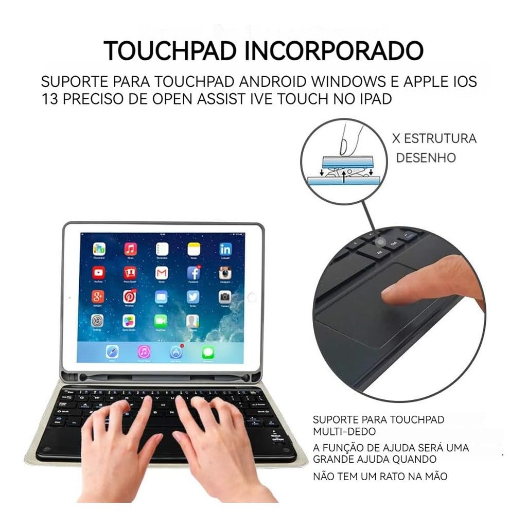 Capa para tablet para iPad de 10,2 polegadas de 8ª, 7ª e 9ª geração com teclado magnético sem fio, fina, leve e à prova de quedas (amarelo limão, Estilo comum) - Imagem 31