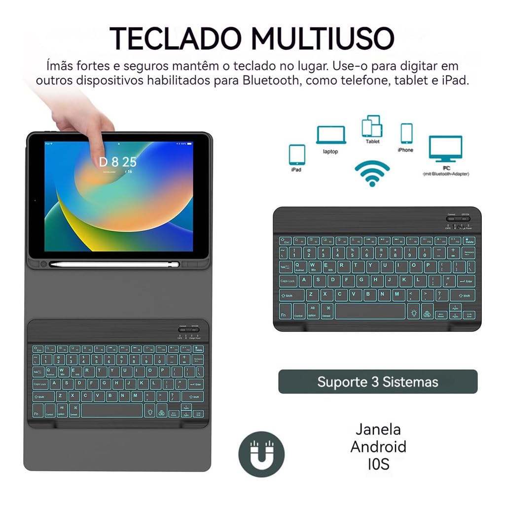 Adequado para iPad Air / Air2 9,7 polegadas tablet capa protetora com teclado, ultra-fino e anti queda (Cinzento Lavanda, Modelo normal) - Imagem 21