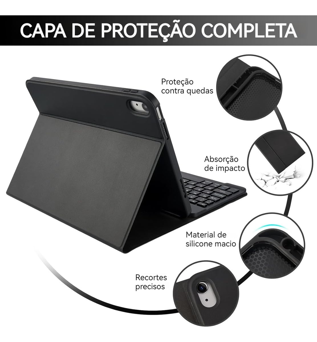 Capa para tablet para iPad de 10,2 polegadas de 8ª, 7ª e 9ª geração com teclado magnético sem fio, fina, leve e à prova de quedas (amarelo limão, Estilo comum) - Imagem 5