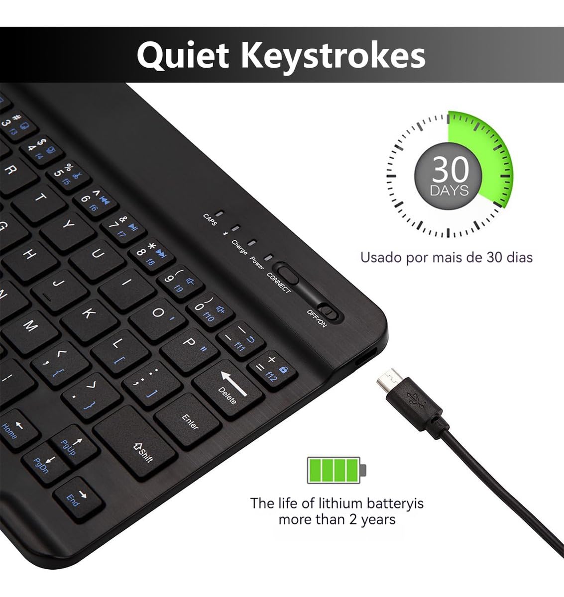 Capa para tablet para iPad de 10,2 polegadas de 8ª, 7ª e 9ª geração com teclado magnético sem fio, fina, leve e à prova de quedas (amarelo limão, Estilo comum) - Imagem 7