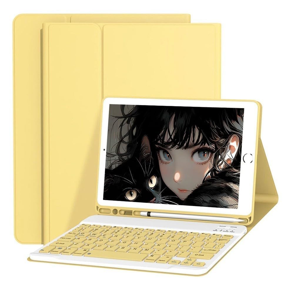 Adequado para iPad Air / Air2 9,7 polegadas tablet capa protetora com teclado, ultra-fino e anti queda (Cinzento Lavanda, Modelo normal) - Imagem 10