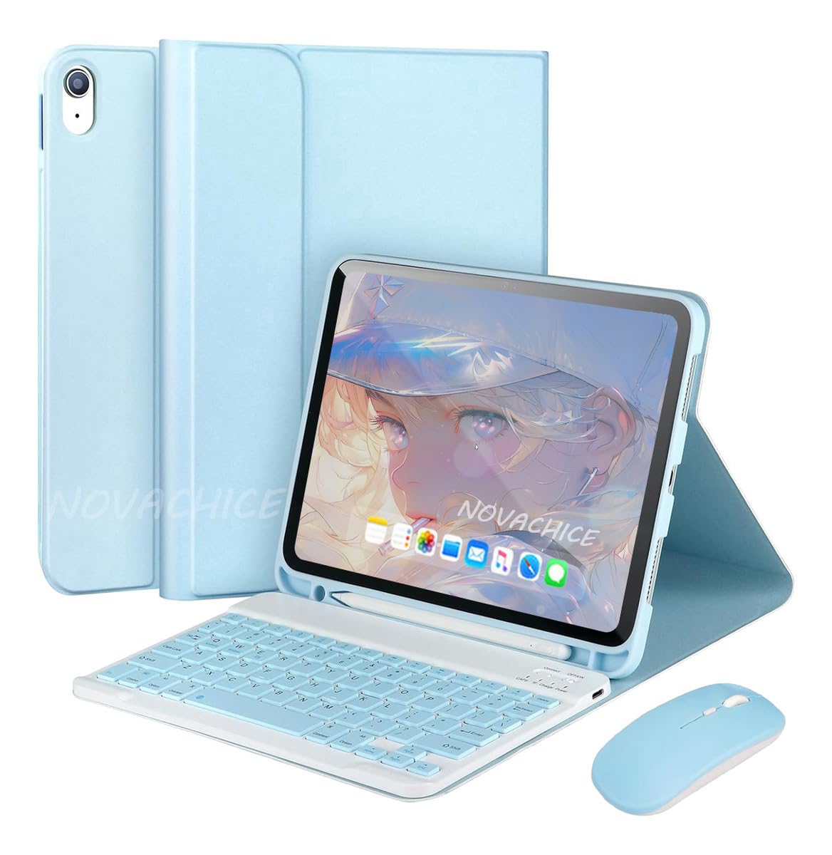 Capa Tablet Com Magnética e Removível Teclado e Mouse Bluetooth, Capa Para Para iPad Pro 2022/2021 12,9 Pol (Preto) - Imagem 11