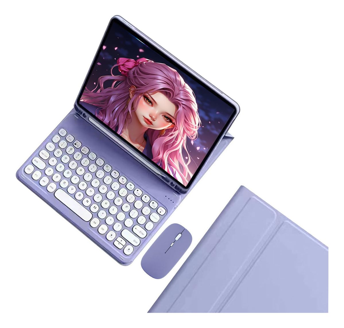 Capa Para Tab S7 Plus/s7fe/s8 Plus Com Redondo Teclado+mouse (Preto) - Imagem 11