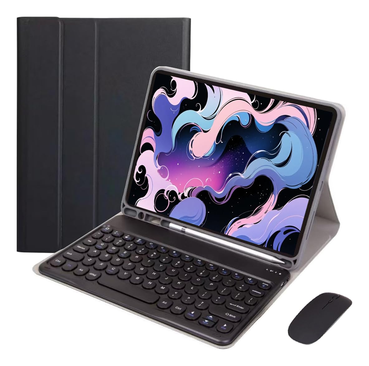 Capa Para Tab S7 Plus/s7fe/s8 Plus Com Redondo Teclado+mouse (Preto)