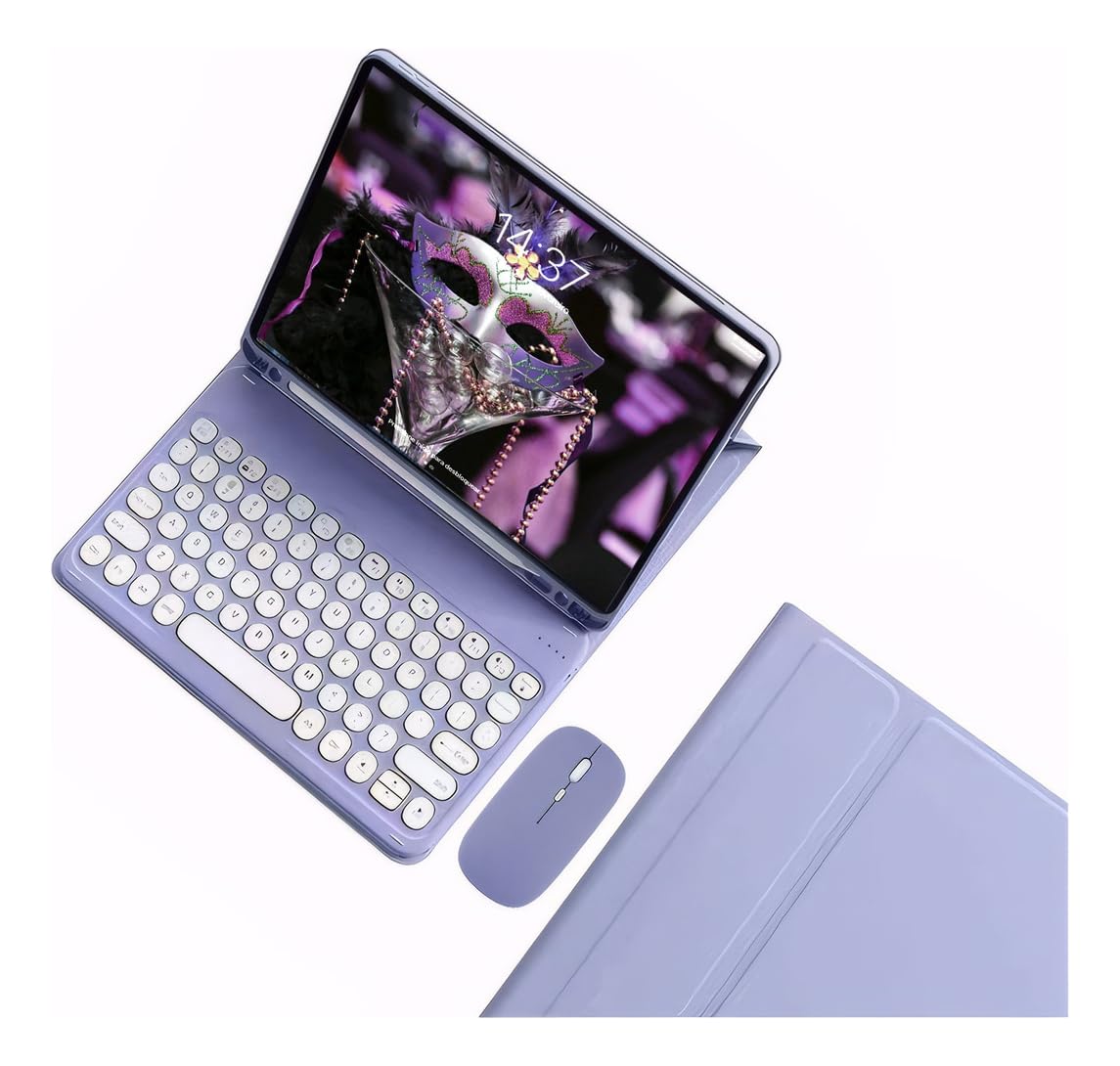 Capa Tablet Com Magnética e Removível Teclado e Mouse Bluetooth, Capa Para iPad Pro 12.9 Polegadas (Roxo)