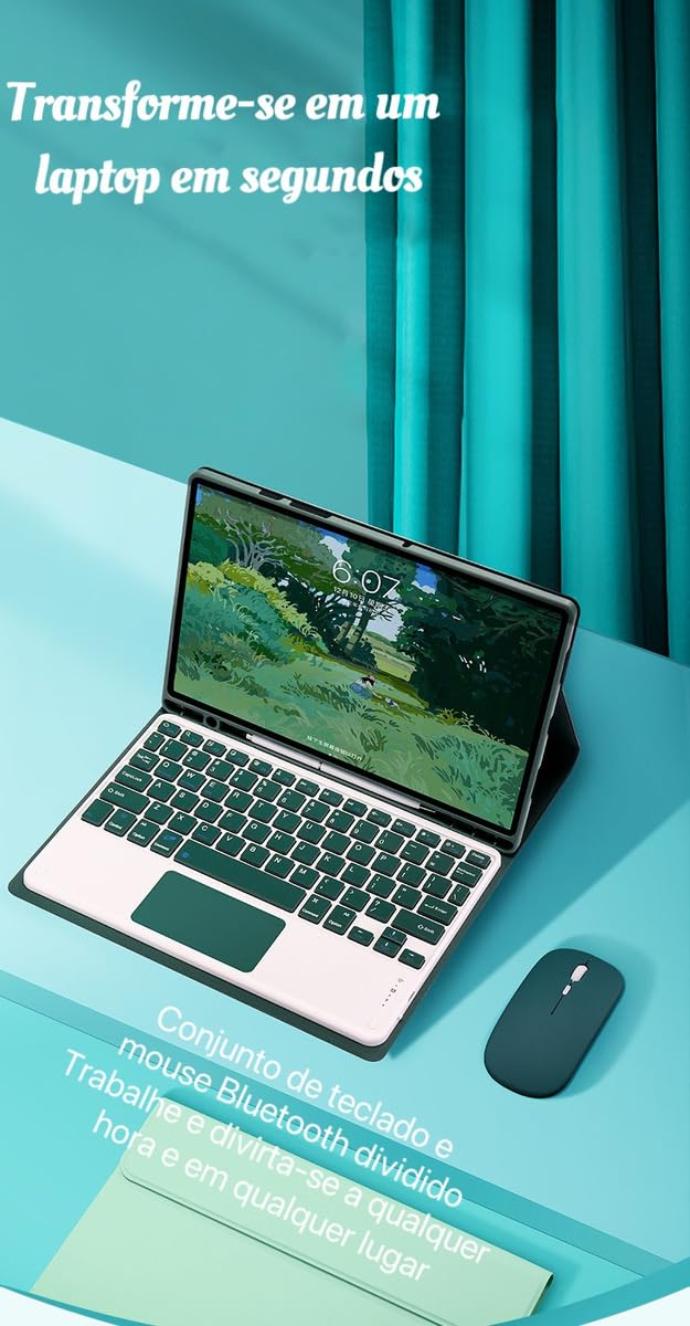 Teclado Para Samsung Tab S7 Plus/S7 fe/S8 Plus-12.4in.com Capas+Mouse (Preto, Teclado retroiluminado) - Imagem 33