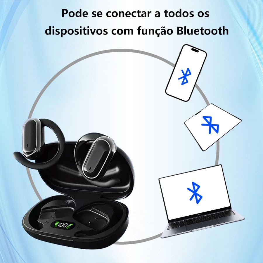 Fones de ouvido Bluetooth TWX compatíveis com Android e iOS Fones de ouvido Bluetooth leves sem fio com cancelamento de ruído preto/branco (Branco) - Imagem 7