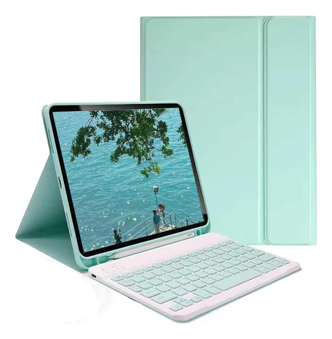 Capa para tablet para iPad de 10,2 polegadas de 8ª, 7ª e 9ª geração com teclado magnético sem fio, fina, leve e à prova de quedas (amarelo limão, Estilo comum) - Imagem 14