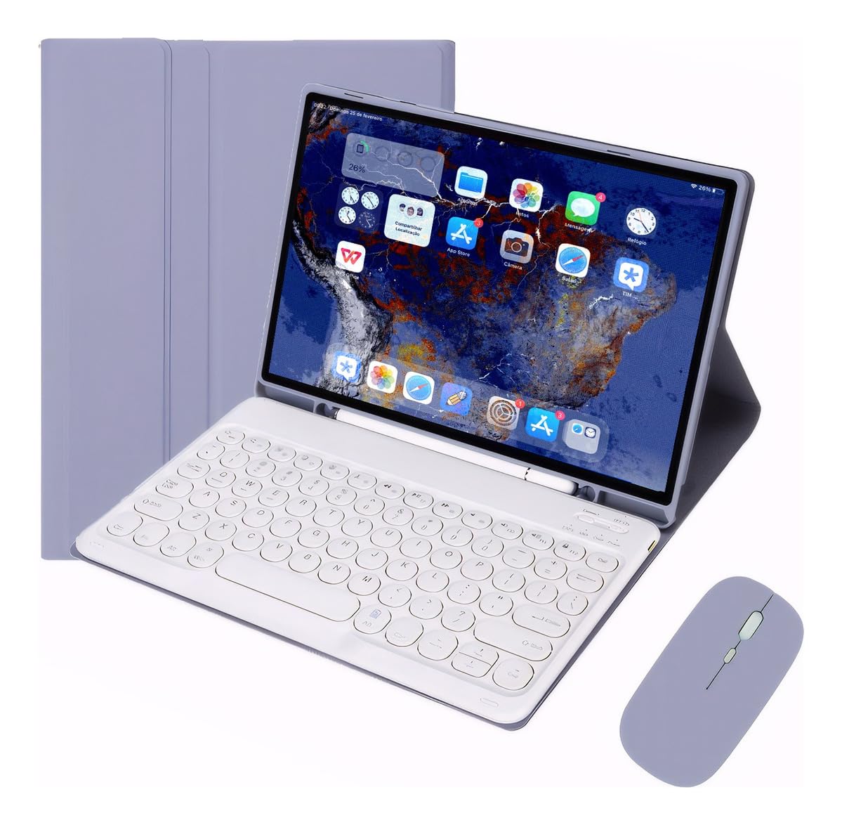 Capa Tablet Com Magnética e Removível Teclado e Mouse Bluetooth, Capa Para iPad Pro 12.9 Polegadas (Roxo) - Imagem 11