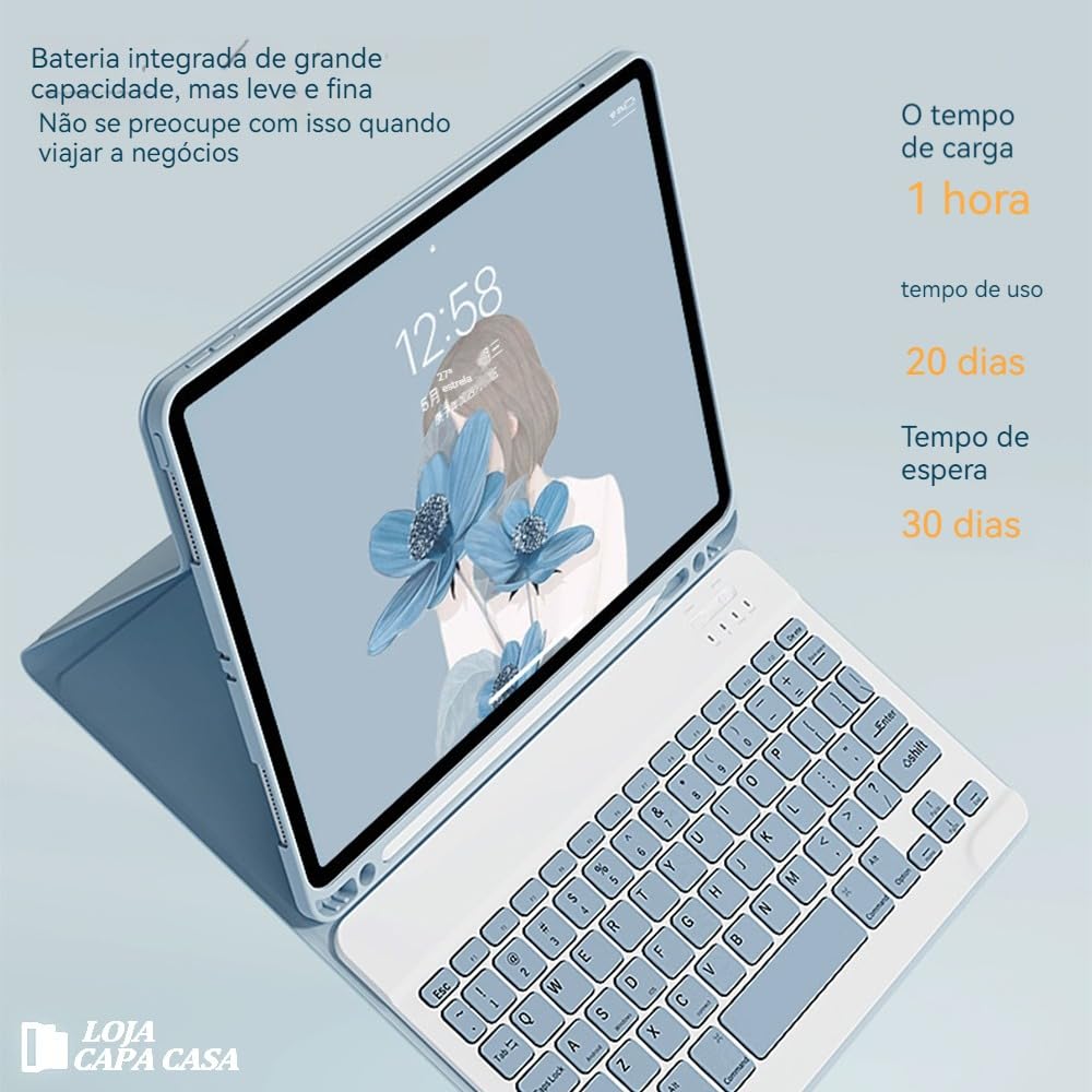 Capa Para Samsung Tab S8 Ultra 14.6 &bluetooth Teclado e Mouse (Preto, Teclado retroiluminado) - Imagem 21