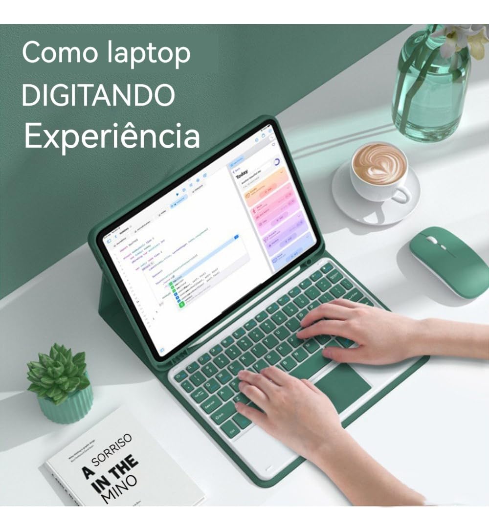 Capa Para Tablet, Capa + Mouse e Teclado Magnético Bluetooth Destacável Para Samsung Tab A7 T500/T505 10.4 (Rosa, Teclado comum) - Imagem 20