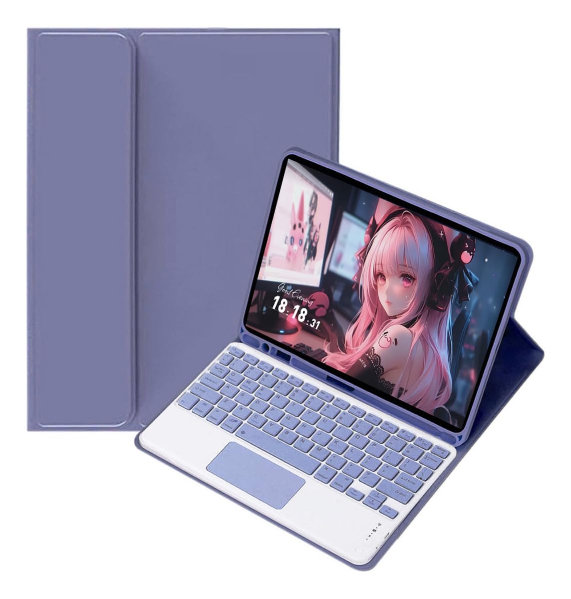 Capa para tablet para iPad de 10,2 polegadas de 8ª, 7ª e 9ª geração com teclado magnético sem fio, fina, leve e à prova de quedas (amarelo limão, Estilo comum) - Imagem 34