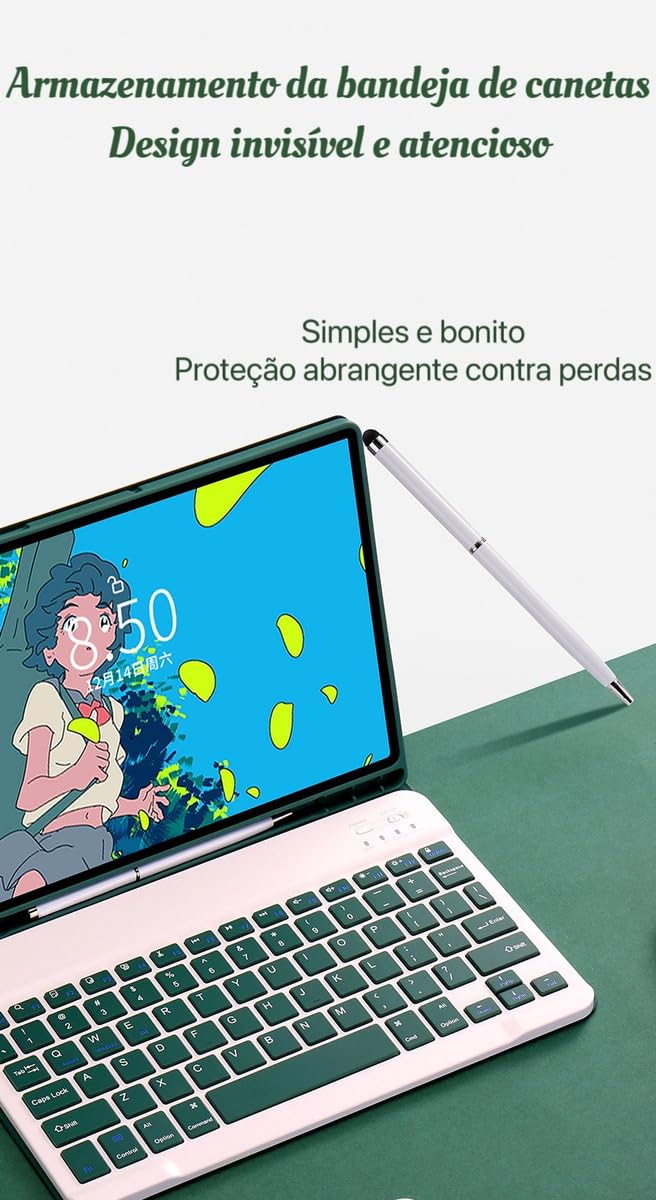 Teclado Para Samsung Tab S7 Plus/S7 fe/S8 Plus-12.4in.com Capas+Mouse (Preto, Teclado retroiluminado) - Imagem 32