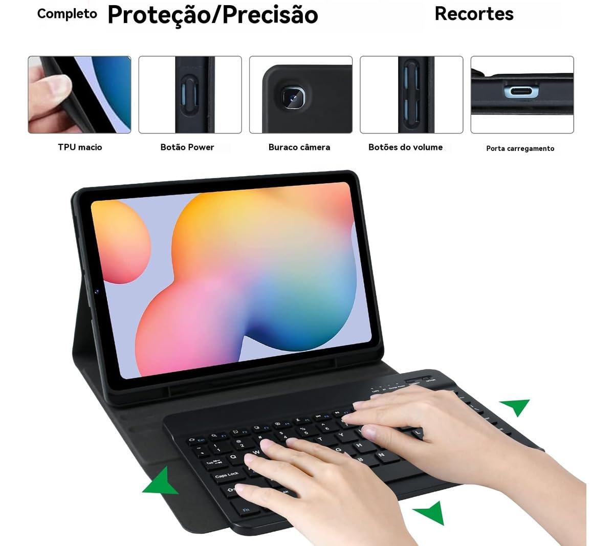 Capa para tablet para iPad de 10,2 polegadas de 8ª, 7ª e 9ª geração com teclado magnético sem fio, fina, leve e à prova de quedas (amarelo limão, Estilo comum) - Imagem 18