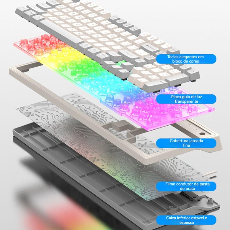Teclado E Mouse Para Jogos Retroiluminados Coloridos Com Fio - Imagem 5