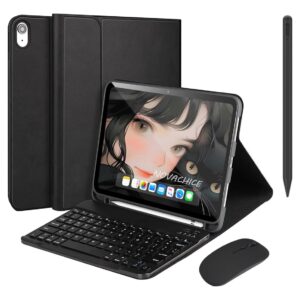 Capa Para Tablet, Capa + Caneta + Mouse e Teclado Magnético Bluetooth Destacável Para iPad Air4/air5 10,9 Polegadas. (Preto)