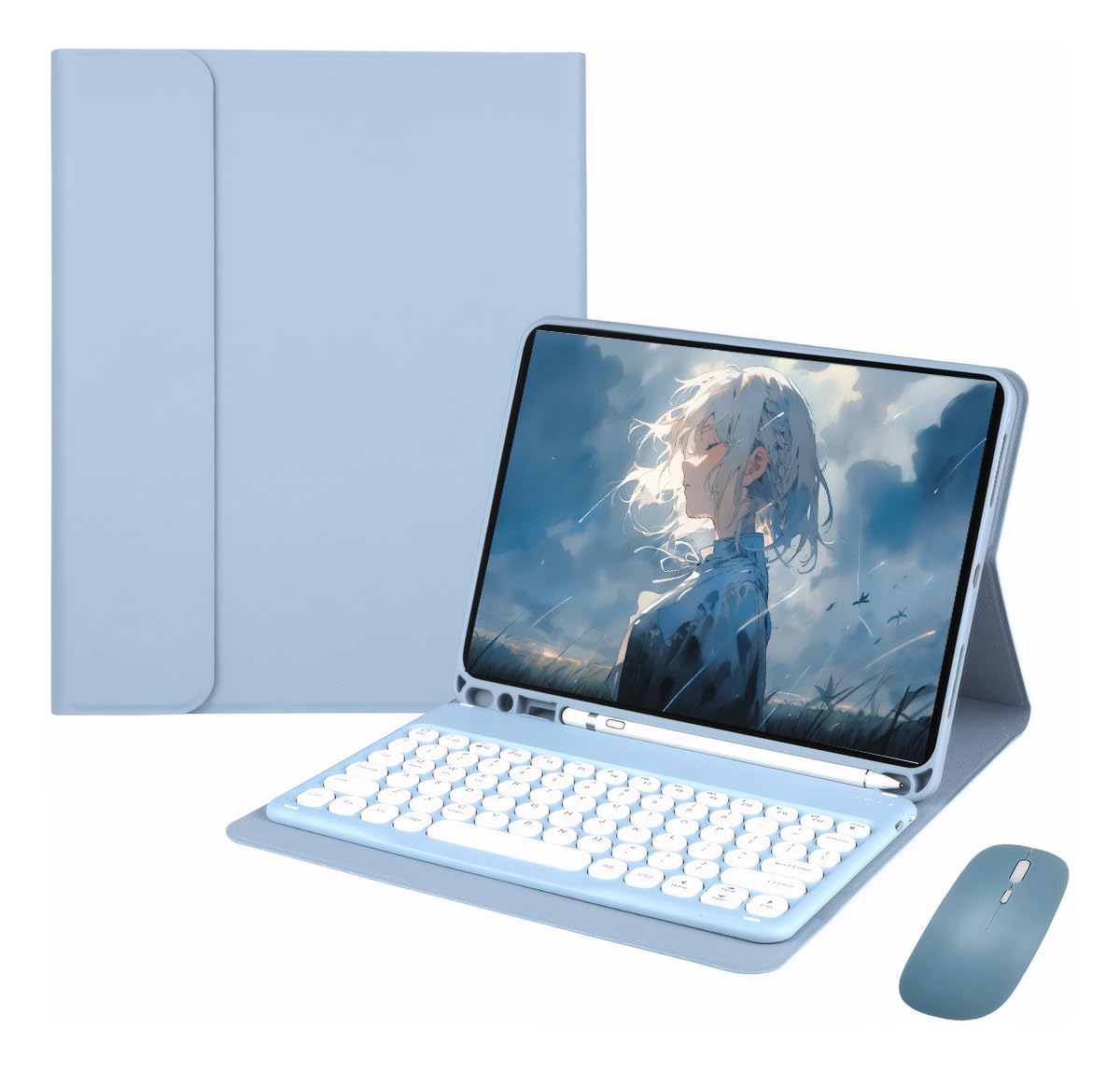 Capa Para Tab S7 Plus/s7fe/s8 Plus Com Redondo Teclado+mouse (Preto) - Imagem 14