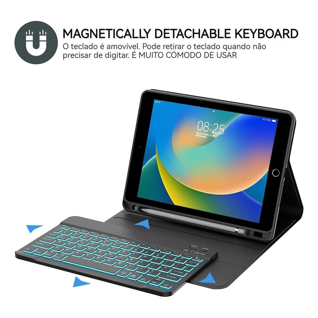 Adequado para iPad Air / Air2 9,7 polegadas tablet capa protetora com teclado, ultra-fino e anti queda (Cinzento Lavanda, Modelo normal) - Imagem 19