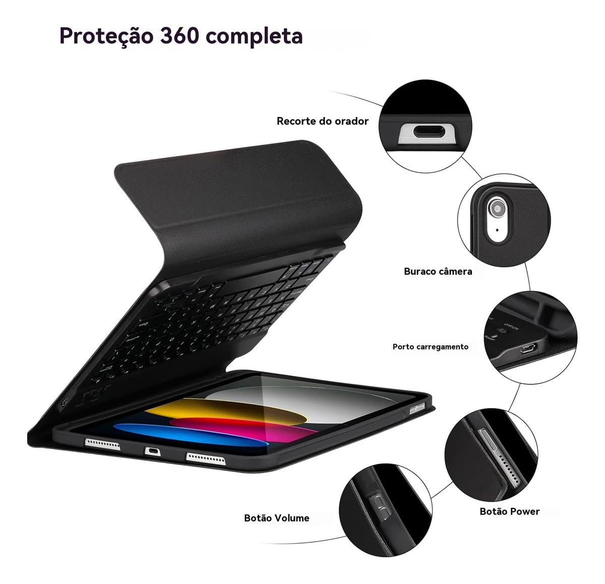 Capa para tablet para iPad de 10,2 polegadas de 8ª, 7ª e 9ª geração com teclado magnético sem fio, fina, leve e à prova de quedas (amarelo limão, Estilo comum) - Imagem 6